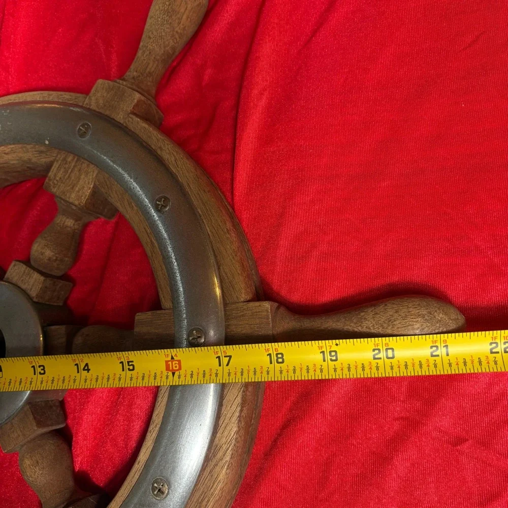 Vtg Wooden Ship Wheel Nautical Maritime Boat Helm Wall Decor 6 Spoke 18 Inch